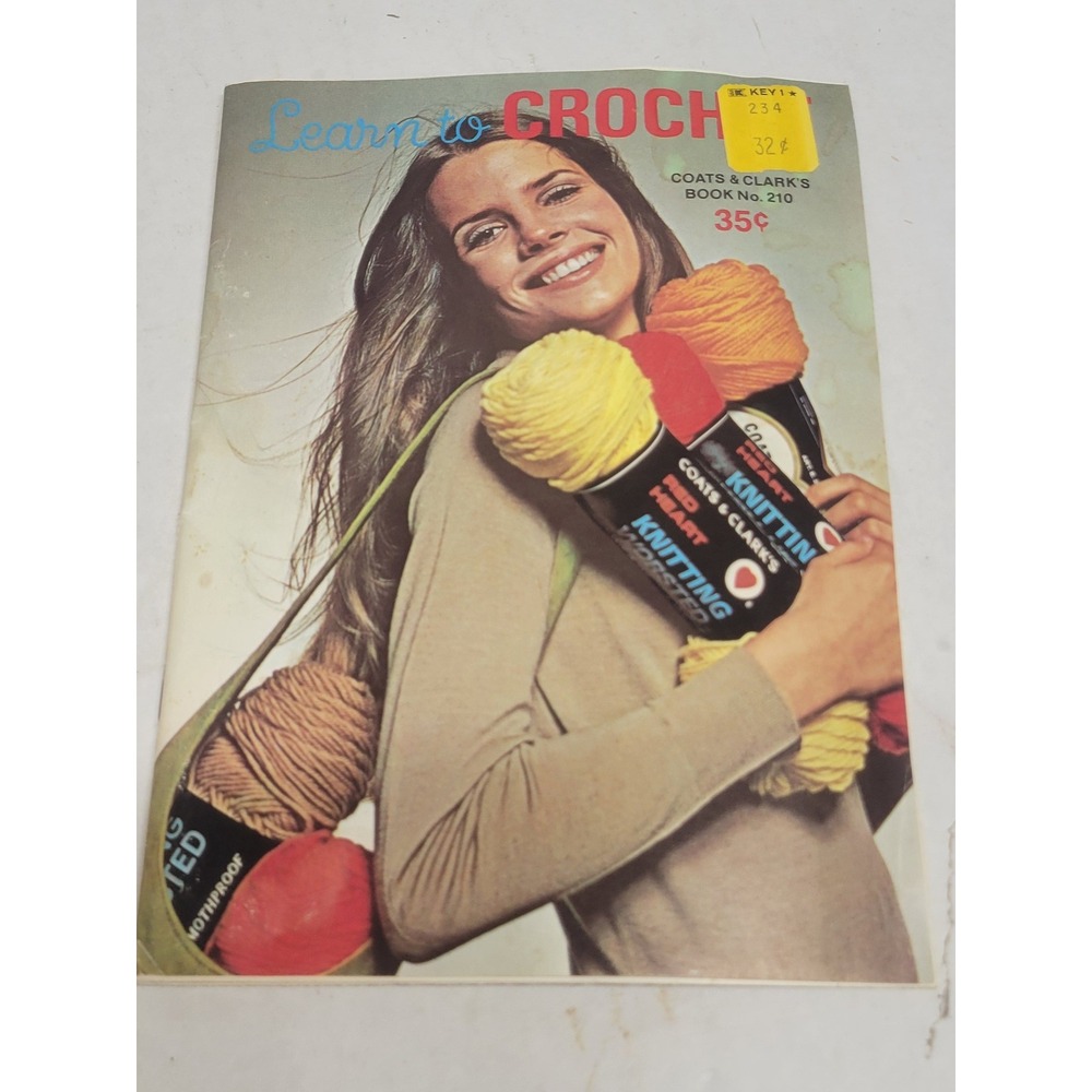 Vintage 1971 Coats & Clark's Learn to Crochet Book No 210 Patterns 10th Edition